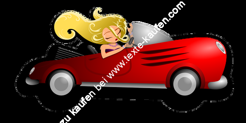 Frau im roten Wagen Cartoon